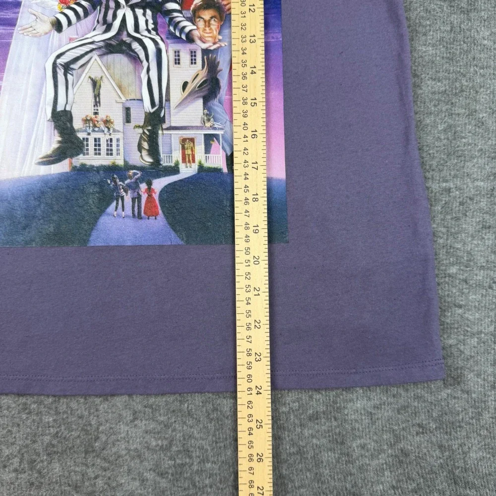 Beetlejuice Graphic T-Shirt Kids Medium‎ Purple Movie Poster Short Sleeve Tee